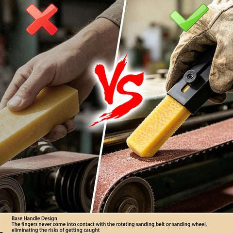Comparison of Pro Grade Natural Rubber Sandpaper Cleaning Stick with telescoping debris eraser for sanding belts and discs.