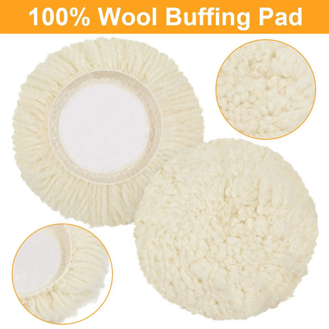 6 Pack 3 Inch Wool Polishing Pads With Hook And Loop Velcro For Drill Polisher Buffing Pads Set For Curved Edges Compound Work