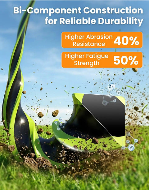Close-up of the Four Pack Twisted Trimmer Line 0.095 Inch By 56 Feet For EGO Trimmers Replacement String in grass with durability features.
