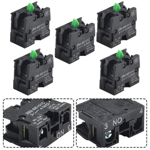 Rugged 22mm Push Button Switch For Control Panels With 415V 10A NO NC Joystick Style ZB2 BE101C BE102C 5 Pack, black, durable