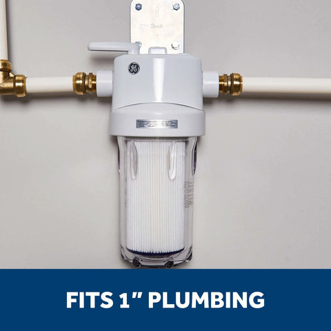 Whole House Water Filtration System Built Tough With Clear Sump, Reduces Sediment, Rust, Dirt And More, Fits 1" Plumbing GXWH40L