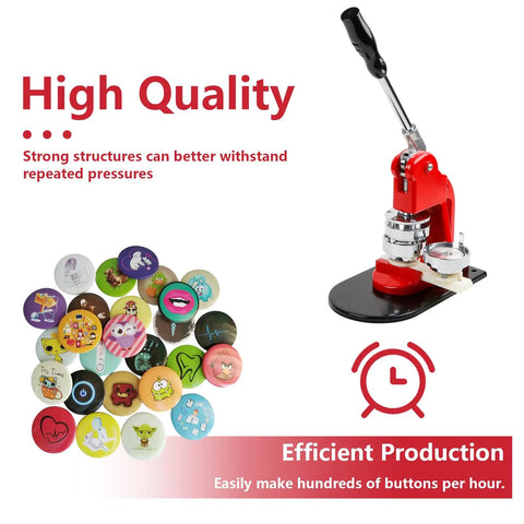 Top Tier Button Maker Machine For Making Dope Badges Slick Badge Press Kit With Three Sizes 300 Pins And Heavy Cutter For Legit Craft Work with assorted buttons.