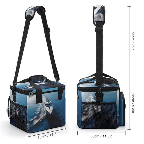 Portable Soft Cooler Bag For Camping And Beach Trips Leakproof Insulated Ice Chest With 22L Capacity Yacht Print