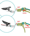 Cut And Hold Pole Pruner With 4 Point 2 Foot Reach And 180 Degree Rotating Handle, Easy Grip SK5 Steel Blade Cuts Up To Half Inch mechanism