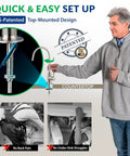 Man holding Lead-Free Reverse Osmosis Faucet For Under-Sink Water Filtration Systems Non-Air Gap Chrome 9-Inch Solid Brass RO Faucet