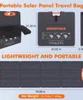 200W Foldable Solar Panel For Off Grid Power Stations Jackery Bluetti Anker with dimensions and travel bag