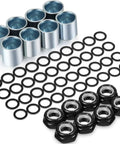 Skateboard Truck Hardware Kit With 8 Spacers 8 Axle Nuts And 40 Speed Rings For Skateboard And Longboard displayed on white surface.
