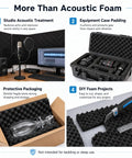 More Than Acoustic Foam showing studio treatment, equipment case padding, protective packaging, and DIY foam projects.
