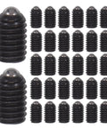 Heavy Hitter Stainless Steel Ball Plunger Set Screws M4X6 Hex Socket Cap 50 Pack shown in a grid, black stainless steel, used for fastening.