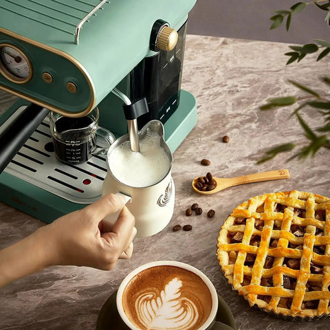 Compact High Pressure Espresso Machine With Steam Frother For Rich Espresso, 15 Bar Pump, Built In Steam Wand, Green Color
