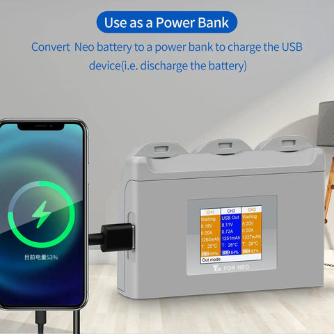 Neo Drone Battery Charger Two Way Charging Hub Portable Fast Charging Station for Neo Battery Accessories with Mobile Phone