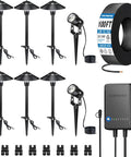All-In-One LED Low Voltage Landscape Lighting Kit With 6 Path Lights And 2 Spotlights, 60W Photocell Transformer, 100 Ft Wire