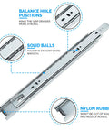 Built Tough 12 Inch Side Mount Drawer Slides features solid balls and nylon rubber for smooth gliding in cabinets and dressers.