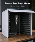 Badass Portable Soundproof Vocal Booth Sweet Foldable Microphone Isolation Shield With Thick High Density Acoustic Foam, 28x28 inches, desk setup.