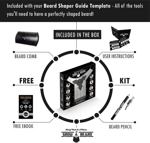 Beard Shaping Tool With Pencil For Men The Ultimate At Home Beard Lineup Kit With Comb, instructions, and free ebook included