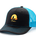 Cool Women Running Trucker Hat With Anti Sweat Band, Fashionable Sport Golf Cap with peace sunset design on front