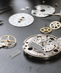 Watch Band Pins Replacement Kit for Metal Watch Straps with Spring Bars displayed with watch movement components.
