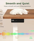 No Sweat 66 Inch Farmhouse L Shaped Standing Desk With Smooth Electric Height Adjustment Three Memory Presets LED Screen with cat.