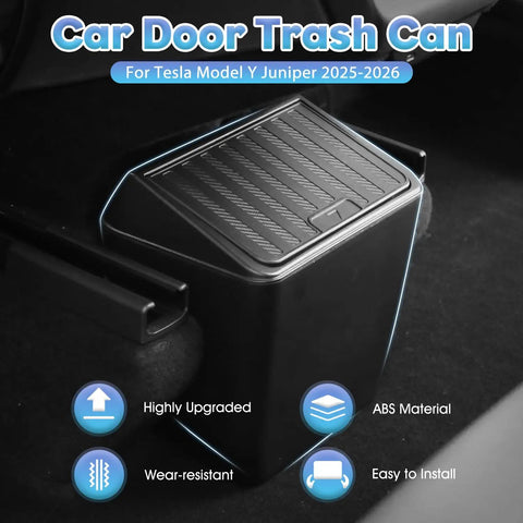 Tesla Model Y Juniper Rear Trash Can With Press Open Design Center Console Organizer for 2025 2026 Model Y Black