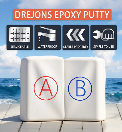 Epoxy Putty Modeling Compound For Sculpting And Repairs DIY Ready Self Hardening Drillable White 200g blocks labeled A and B