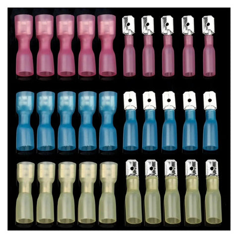 Check Out This Awesome 100Pc Set Of Quick Spade Heat Shrink Connectors With Durable Insulated Terminals In Hot Red Yellow And Blue Colors For Easy Crimping On Any Electrical Wire Job Today. 100 assorted spade terminals in red, blue and yellow