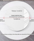 Polished Marble Lazy Susan Turntable showcasing diameter options and thickness for perfect dining table fit.