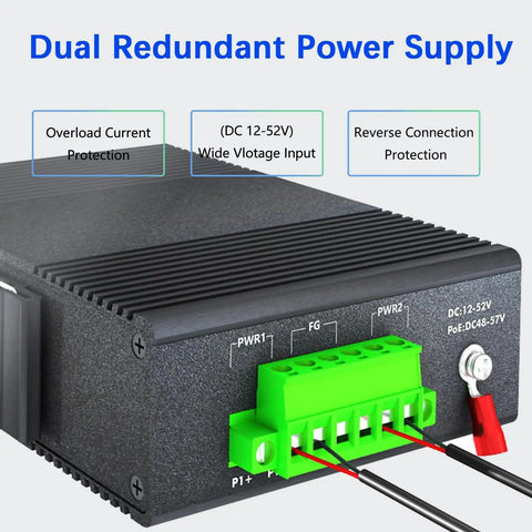 5 Port Industrial Ethernet Switch for DIN Rail Unmanaged IP40 Network Switch with dual redundant power supply