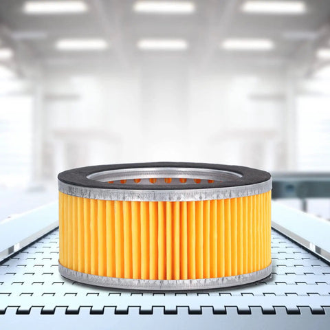 5 Pack Air Compressor Intake Paper Filter Elements 4.2x3x2 Inches Piston Type Yellow Replacement on metal surface