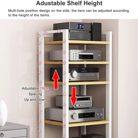 7 Tier Heavy Duty Audio Video Rack With Swivel Casters 47 Inch Wide Steel Media Shelf For Badass HiFi Amplifier Subwoofer Game Console Turntable Rack Or Home Entertainment