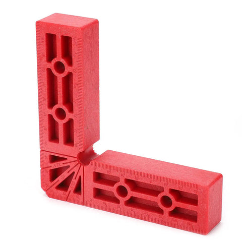 90 Degree Positioning Plastic Right Angle Clamp For Woodworking With 120mm Scale, red tool with ruler markings