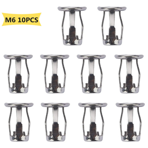 Top Notch Zinc Plated Jack Nuts And Threaded Inserts For Fastening In Wood Steel Or Pressboard With No Sweat Install. M6 size, 10 pieces.