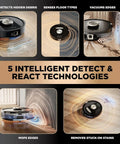 Image showing Robot Vacuum And Mop Combo With PowerDetect NeverTouch Pro handling debris and floor types with intelligent tech.