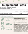 Supplement facts for Lithium Orotate 5mg for Everyday Balance, 240 Vegetarian Capsules, Low Dose Elemental Lithium in Stable Orotate Form