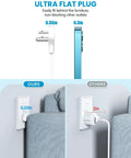 Ultra Flat 5ft Extension Cord Power Strip With 3 Outlets And 4 USB Ports 2 USB C Desk Charging Station no surge protection behind couch