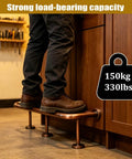 Premium Heavy Duty Black Stainless Steel Bar Foot Rail Bracket Kit with strong load-bearing capacity, supporting up to 330lbs for home use.