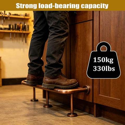Premium Heavy Duty Black Stainless Steel Bar Foot Rail Bracket Kit with strong load-bearing capacity, supporting up to 330lbs for home use.