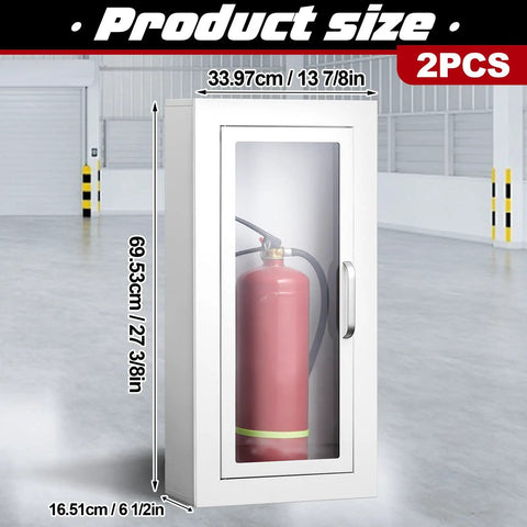 Go To Double Pack 10 Lb Fire Extinguisher Cabinet For Wall Or Surface Mount White Steel Box With Handle Built For Indoor Outdoor Use 27 3/8 Inch Tall By 13 7/8 Inch Wide By 6 1/2 Inch Deep