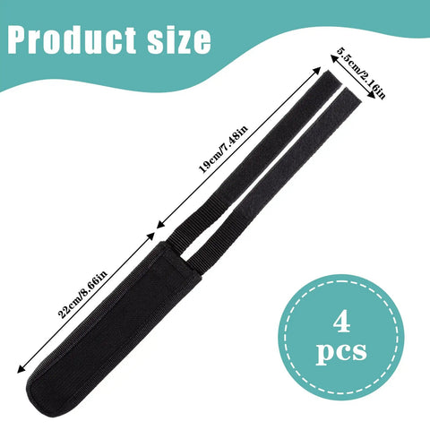 Image showing dimensions of 4 Pack Black Pedal Straps For Fixed Gear Bikes, Adjustable Foot Rest Strips for secure footing on pedals.
