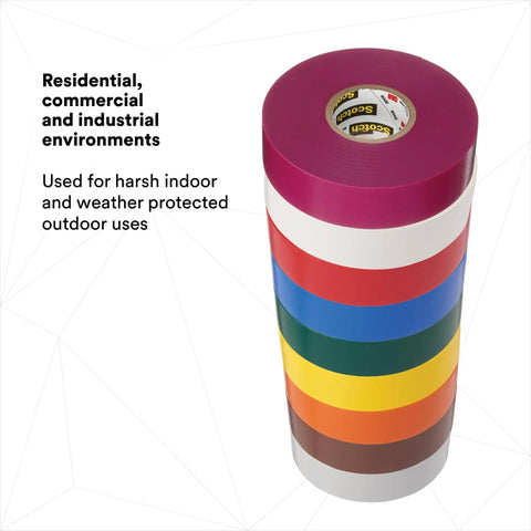 Stack of colored tape rolls for residential and industrial use, Premium 35-Pack Color Coding Electrical Tape Rainbow Half Inch By Twenty Feet 7-Mil Thick Insulated Tape For Wiring And DIY Projects High-Visibility Colors Easy Tear And Long-Lasting Adhesion