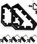 Hella Heavy Duty 45 And 90 Degree Corner Clamps For Woodworking Tools Aluminum Alloy Positioning Squares with black clamps and rulers.