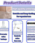 Hella Discreet Urine Test Kit With Straight Up Smooth Concealment Belt For Drug Screening And Temporary Sample Storage Includes Legit Temperature Strips And Adjustable Buckles For Fast Access: detailed view of urine bag, tubing cap, and tube clamp.