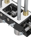 Close-up view of a Three Station Aluminum Sheet Roller Bending Machine For Metal Roofing Pro Grade Tool structure and rollers