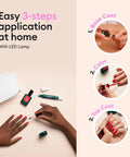 Applying Green Flash Slim LED Nail Gel Kit With 24W Lamp And Complete Set Base Coat Top Coat Poppy Red Pink Polish