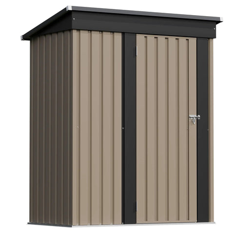 5x3 Ft Outdoor Storage Shed With Sloped Roof And Lockable Door Heavy Duty Metal Construction For Backyard Garden Patio Or Lawn Tool Shed