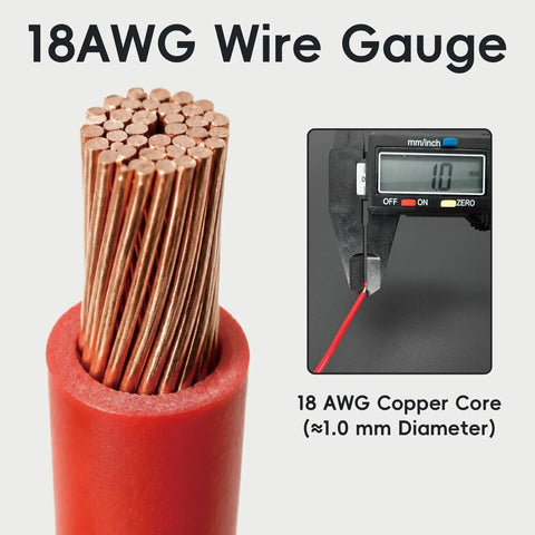Top Notch 18Awg Speaker Wire Connectors Kit Loaded With 6.3Mm Pre Crimped Female Spade Terminals Tight For Car Audio Installations And Home Rig Hookups showing 18 AWG copper core wire with red insulation.