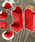Must Have Backyard Bird Gear Two Pack Red Metal Grit And Oyster Shell Feeders showing screw holes and food container design.