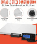 Beefy Heavy Duty Shipping Scale With Large 22 By 18 Inch Platform And 400 Lb Capacity Digital Parcel Scale For Luggage And Packages Stainless Steel Top Pounds And Kilograms Industrial Floor And Commercial Weighing with display and adjustable feet