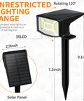 Diagram of the Outdoor Solar Spot Lights IP65 Waterproof 50 LED Spotlight For Landscape And Pathway Lighting, showing dimensions and LED details.