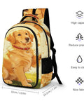 Happy Golden Retriever Printed Backpack for everyday carry, unisex large capacity, durable polyester, 16.5-inch height image.