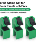 No Sweat Scribing Setup For 18Mm Cabinet Panels Three Pack Killer Grips For Kitchen Fillers And Wardrobe Ends, green clamp set.